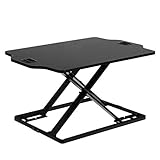 SONGMICS Sitz-Steh-Schreibtisch Höhenverstellbarer Schreibtischaufsatz, Ergonomischer Schreibtisch Konverter für Computer, Laptop und Bürobedarf, Kompatibel mit Monitorhalterung, Schwarz LSD02BK