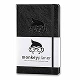 Erfolgsjournal und Wochenplaner - Täglicher Begleiter für mehr Achtsamkeit und Produktivität. Life Coach mit Notizbuch + Kalender - A5, Hardcover, Undatiert, Schwarz - Monkey Planer