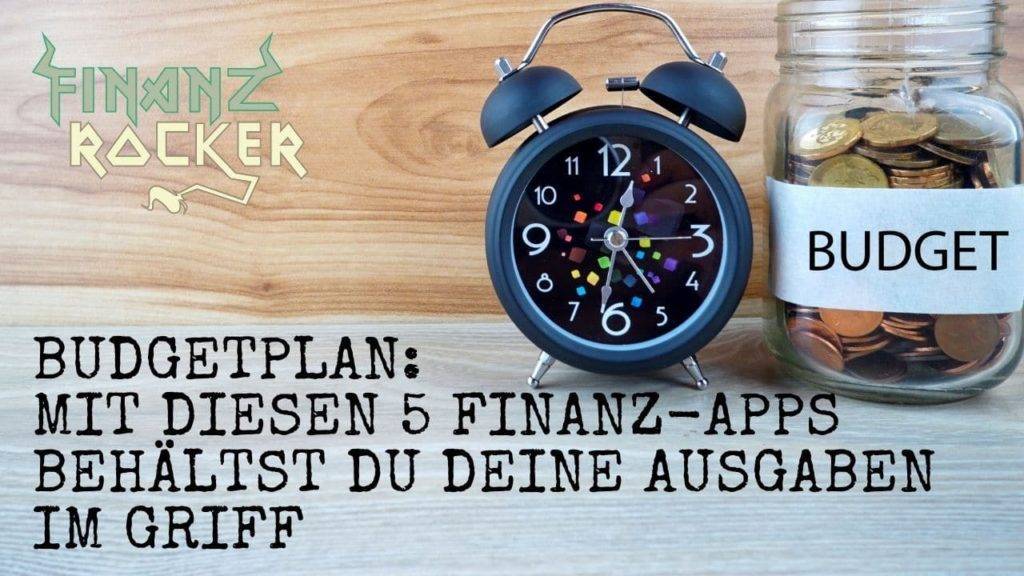 Budgetplan durch Finanz-Apps - Bild von Wecker und Glas mit Münzen auf Holz Untergrund