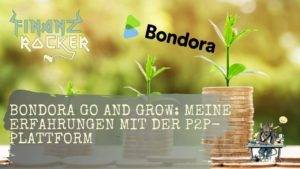 Bondora Go and Grow - Bild von Geldmünzen als Stapel mit Pflanzen und grünem Hintergrund